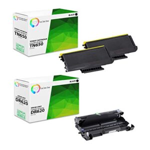 tct premium compatible toner cartridge and drum unit replacement for brother tn650 dr620 works with brother dcp-8080dn 8085dn, hl-5340d 5370dw, mfc-8480dn 8890dw printers (2 tn-650, 1 dr-620) – 3 pack
