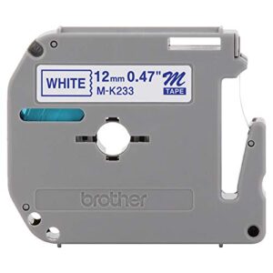 brother tape cartridge 0.5in wide, non-laminated blue on white (mk233)