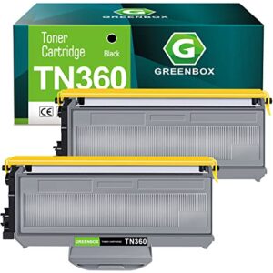 greenbox compatible toner cartridge replacement for brother tn330 tn360 tn-330 tn-360 for brother dcp-7040 dcp-7030 mfc-7840w hl-2140 mfc-7340 mfc-7440n hl-2170w hl-2150n printer (2 black)