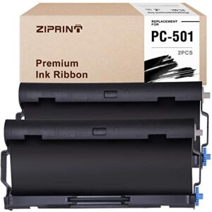 ziprint 2 pack pc501 pc 501 compatible with brother pc501 fax cartridge with roll for use in brother fax 575 fax printers (black)