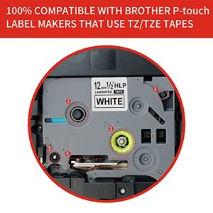 4 Pack Label Tape Replacement for Brother TZe-231 P Touch Tze Tape 12mm 0.47 Laminated White Label Maker Tape Compatible with P-Touch PT-D210 H110 D600 P1230PC P700BT H111 D400 E500 P300BT, 26.2Ft