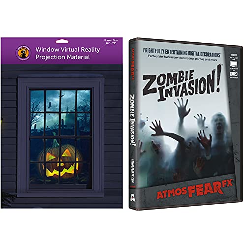 AtmosFearFx Halloween DVD with 48" x 72" White Reaper Brothers Rear Projection Screen (Zombie Invasion DVD)