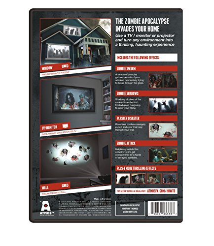 AtmosFearFx Halloween DVD with 48" x 72" White Reaper Brothers Rear Projection Screen (Zombie Invasion DVD)