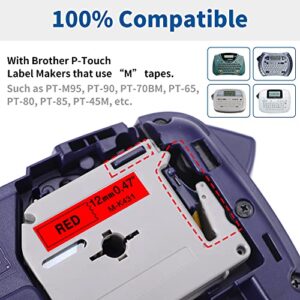 5-Pack Compatible Brother P Touch M-231 M Tape M-K 231 431 531 631 731 Label Tape for Brother PT-65 PT-90 PT-M95 PT-70BM PT-45 Label Maker,12mm 0.47 White/Red/Blue/Yellow/Green