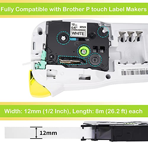 Tze-S231 Tz-S231 12mm 0.47" Tape Aonomi Replacement for Brother Extra Strength P-Touch Label Tape Black on White 1/2" Tz Tze Tape Compatible with Brother PTD210 PT-D410 PTH110 Label Maker,2-Pack