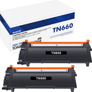 tn660 high yield toner cartridge: tn 660 tn-660 2pack black compatible replacement for brother hl-l2380dw hl-l2300d hl-l2340dw mfc-l2740dw mfc-l2700dw mfc-l2720dw dcp-l2540dw printer