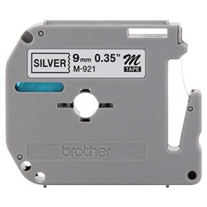 brother m-921 black print on silver 3/8-inch m tape