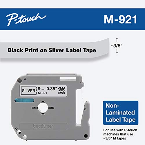 Brother M-921 Black Print on Silver 3/8-Inch M Tape