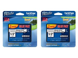 brother tze2312pk laminated black on white tape 2-pack (total of 4 tapes)