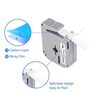 Nodisem Compatible Label Tape Replacement for Brother P-Touch M Tape 12mm 0.47 Inch White M231 MK231 M-231 M-K231S 12mm 0.47 Inch Black on White use for Brother Label Maker PT 80 90 65 M95 3-Pack