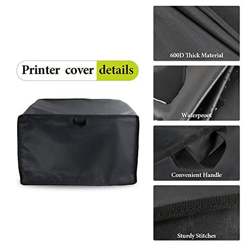 TwoPone Printer Dust Cover for HP/Epson/Canon/Brother Wireless Printers, 20x16x12 Inch Universal Case Protector for Printers, 600D Waterproof Black Printer Covers