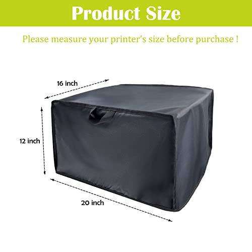 TwoPone Printer Dust Cover for HP/Epson/Canon/Brother Wireless Printers, 20x16x12 Inch Universal Case Protector for Printers, 600D Waterproof Black Printer Covers