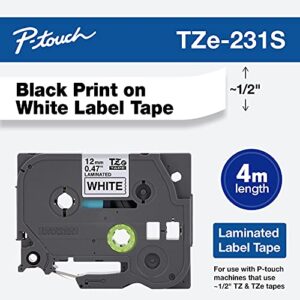 Brother Genuine P-Touch TZe-231S Economy Label Tape, Standard Laminated P-Touch Tape, Black on White, Perfect for Indoor or Outdoor Use, Water Resistant, (4M), Single-Pack