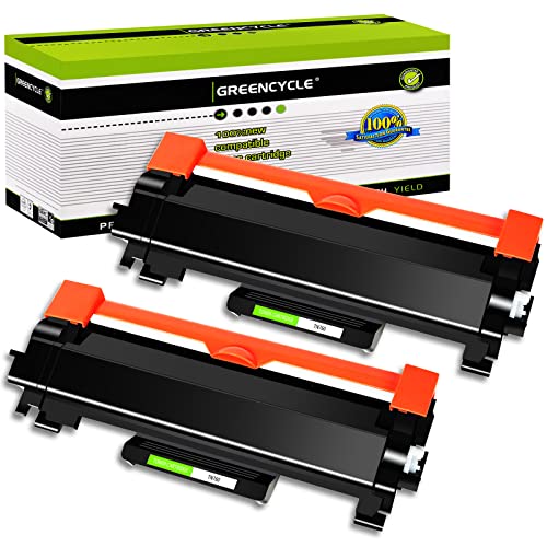 greencycle Compatible Toner Cartridge Replacement for Brother TN760 TN-760 TN730 with Chip to Use with HL-L2350DW HL-L2395DW HL-L2390DW HL-L2370DW MFC-L2750DW MFC-L2710DW (Black, 2-Pack)