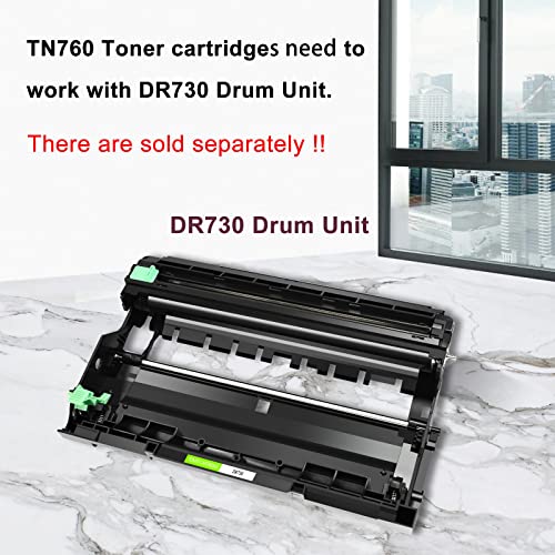 greencycle Compatible Toner Cartridge Replacement for Brother TN760 TN-760 TN730 with Chip to Use with HL-L2350DW HL-L2395DW HL-L2390DW HL-L2370DW MFC-L2750DW MFC-L2710DW (Black, 2-Pack)