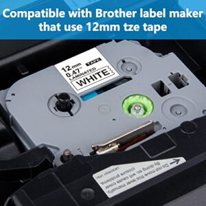 WEEMAY 6 Pack TZe-231 Compatible for Brother Label Maker Tape 12mm 0.47 White Laminated TZe TZe231 Labelling Tape Cassette for P-Touch Cube PTD220 PTD600 PT-D410 PTH110BP PT-D610BT Printer, 26.2 Feet
