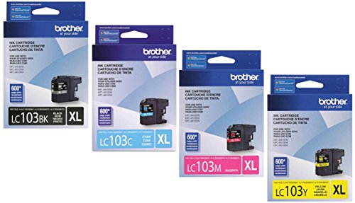 Brother Printer LC103 High Yield Ink Cartridge, Black-Cyan-Magenta-Yellow