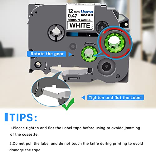 Unismar Compatible for Brother Flexible-ID TZe-FX231 12mm 0.47'' Laminated White Tze Flexible Cable Wire Tape for Ptouch PT-D200 PT-D220 PT-D210 PT-D600 PT-D400 PT-H100 PT-H110, 1/2" x 26.2', 5-Pack