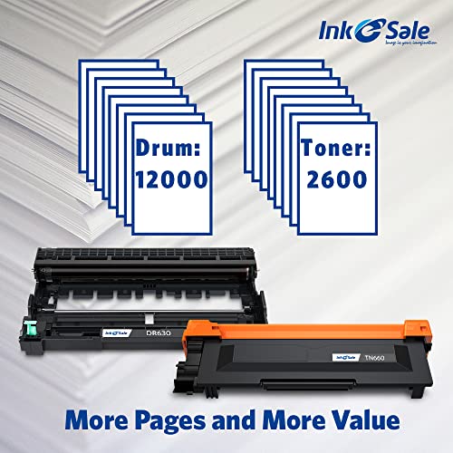 INK E-SALE Compatible TN660 Toner Cartridge and DR630 Drum Set Replacement (1D+3T) for Brother MFC-L2700DW HL-L2340DW HL-L2300D HL-L2380DW DCP-L2540DW DCP-L2520DW MFC-L2740DW MFC-L2720DW Printer