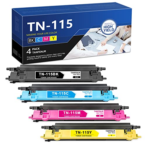 TN-115 Toner Cartridges High Yield Color 4 Pack (1BK+1C+1M+1Y) TANFER Compatible Replacement for Brother HL-4070CDW HL-4040CN HL-4050CDN DCP-9040CN Printers