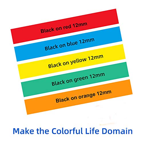 11 Pack, MarkDomain Compatible Label Tape Replacement for Brother P Touch TZe Label Tape 12mm 0.47 Inch (Black on White/Red/Blue/Yellow/Green/Orange) for P Touch PT-D210 H110 Label Maker, Laminated