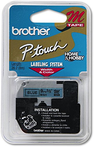 Brother P-touch Nonlaminated M Srs Tape Cartridge - 0.37 Width x 26.20 ft Length - Direct Thermal - Blue - 1 Each