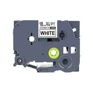 idik 1pk black on white flexible id cable and wire label tape compatible for brother p-touch tze-fx241 tz fx241 tze fx241(18mm x 8m)