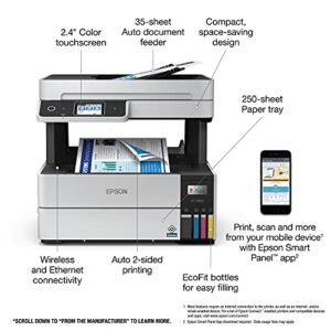 Epson EcoTank Pro ET-5180 Wireless Color All-in-One Supertank Printer with Scanner, Copier, Fax Plus Auto Document Feeder and PCL/Postscript, White