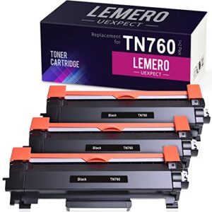 lemerouexpect compatible toner cartridge replacement for brother tn760 tn-760 tn730 for mfc-l2710dw hl-l2370dw hl-l2350dw dcp-l2550dw mfc-l2750dw hl-l2395dw hl-l2390dw printer (black, 3-pack)