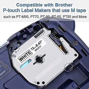 Labelife Compatible Label Tape Replace for Brother P Touch M-K231 M Tape White 12mm 1/2 0.47 M231 MK231 M-231 Bundle with M Tapes Colorful for Brother PTouch PT-M95 PT-70 PT-65 PT-45, Total 10 Pack