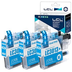 lcl compatible ink cartridge replacement for brother lc3011 lc-3011 lc-3013 lc3013 lc-3013c lc3013c high yield mfc-j491dw mfc-j497dw mfc-j690dw mfc-j895dw (3-pack cyan)