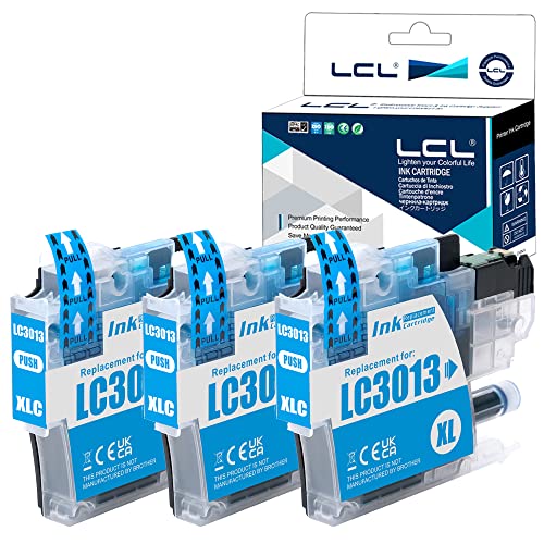 LCL Compatible Ink Cartridge Replacement for Brother LC3011 LC-3011 LC-3013 LC3013 LC-3013C LC3013C High Yield MFC-J491DW MFC-J497DW MFC-J690DW MFC-J895DW (3-Pack Cyan)