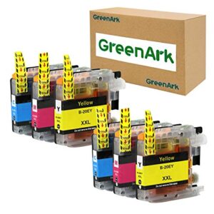 greenark compatible for brother lc20e super high yield ink cartridge set colors only (cmy) works with brother mfc-j985dw, mfc-j775dw, mfc-j5920dw printers