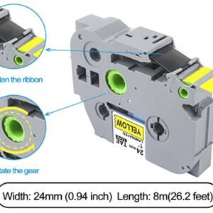 NodiSem 3 Pack TZe 24mm Yellow Label Tape Compatible for Brother TZ651 TZe651 Laminated P Touch Tape 24mm 0.94 Inch (Black on Yellow) for Brother Label Maker PT-D600 PT-P700 PTP750W PTH500LI