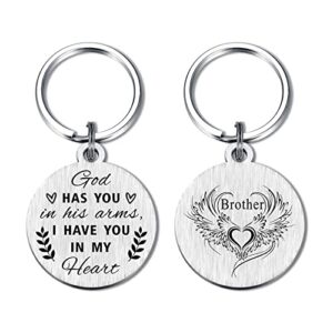 yobent memorial gifts keychain for loss of brother, brother memorial gifts for men, personalized grief funeral memory remembrance bereavement sympathy keychain for loss of brother