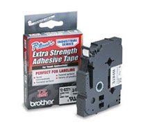 Brother 3/8 Inch x 26.2 Feet Black on White Tape with Super Strong Adhesive (TZS221)