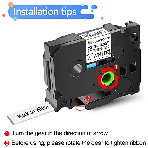 KCMYTONER HSe251 HSe-251 HS-251 HS251 Heat Shrink Tube Label Tape 23.6mm 0.92" 4.92ft Black on White Compatible for Brother P-Touch PT-D600 E500 E500VP E550W PT-P700 P710BT PT-P750WVP Printer, 2 Pack