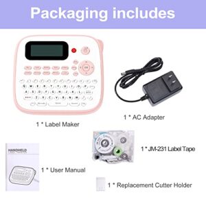 Labelife Label Maker Machine, Portable Label Maker D210S, QWERTY Keyboard, One-Touch Keys, Easy-to-Use, Handheld Labeler with Label Maker Refill and Adapter, for Home Office School Organization, Pink