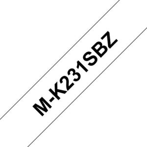 Brother M-K231SBZ Labelling Tape Cassette, Black on White, 12 mm (W) x 4 m (L), Brother Genuine Supplies