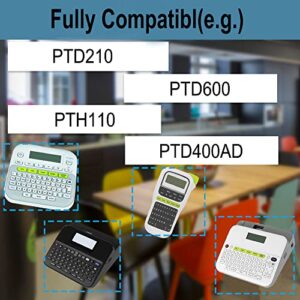 FlyLong Compatible Ptouch TZE231 Label Makers 1/2 inch Tape Replacement for Brother P-Touch TZe-231 TZ-231 12mm 0.47 Laminated Black on White Label Tape for PT-D200 PT-D210 PTH100 PT-D400, 9pack