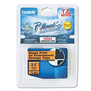 brother mobile tzeb41 tz tape, 0.7″ w x 16.4′ l, black on fluorescent orange