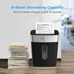 BONSEN Shredder for Home Office, 8-Sheet Crosscut Credit Card Shredder, Small Paper Shredder for Home Use with 4 Gallons Wastebasket, High Security Level P-4, ETL Certification (S3101)