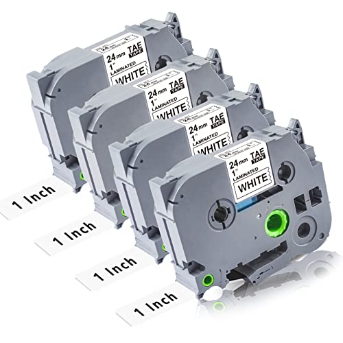 4P TZe-251 24mm 0.94 Laminated White Tape, Replacement for Brother Label Maker Tape 24mm TZe-251, P Touch Label Tape 1 Inch Compatible with Brother Ptouch PT-D600 PT-P710BT PT-P750W Label Machine