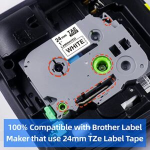 4P TZe-251 24mm 0.94 Laminated White Tape, Replacement for Brother Label Maker Tape 24mm TZe-251, P Touch Label Tape 1 Inch Compatible with Brother Ptouch PT-D600 PT-P710BT PT-P750W Label Machine