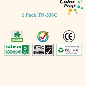 1-Pack ColorPrint Compatible TN336 Cyan Toner Cartridge High Yield Replacement for Brother TN-336 TN336C TN336 TN331 Work with HL-L8350CDW MFC-L8850CDW HL-L8350CDWT HL-L8250CDN MFC-L8600CDW Printer