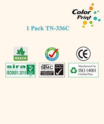 1-Pack ColorPrint Compatible TN336 Cyan Toner Cartridge High Yield Replacement for Brother TN-336 TN336C TN336 TN331 Work with HL-L8350CDW MFC-L8850CDW HL-L8350CDWT HL-L8250CDN MFC-L8600CDW Printer