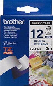 brother p-touch tzfa3 – tz industrial series fabric iron-on tape, navy-on-white, 1/2 x 9.8ft