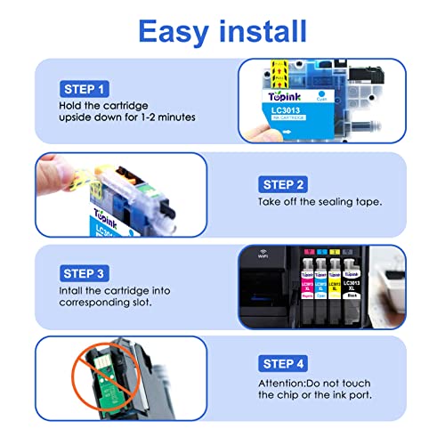 LC3013 High Yield 4 PKS Compatible Ink Cartridge Replacement for Brother LC3013 LC3011 Ink Cartridges BK/C/M/Y, Use for MFC-J491DW MFC-J497DW MFC-J690DW MFC-J895DW Printer