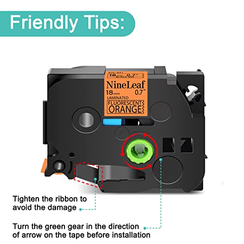 NineLeaf 50 Pack Compatible for Brother P-Touch TZe-B41 TZ-B41 Black on Fluo Orange Label Tape 18mm 0.7 inch 3/4'' Laminated TZe TZ Tape for PT-E800W D800W P900W P950NW Label Maker