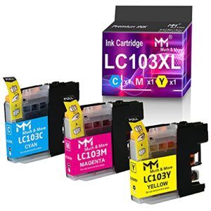 mm much & more compatible color ink cartridge replacement for brother lc-103xl lc103xl lc103c lc103m lc103y to use for dcp-j152w mfc-j245 mfc-j285dw (cyan, magenta, yellow)